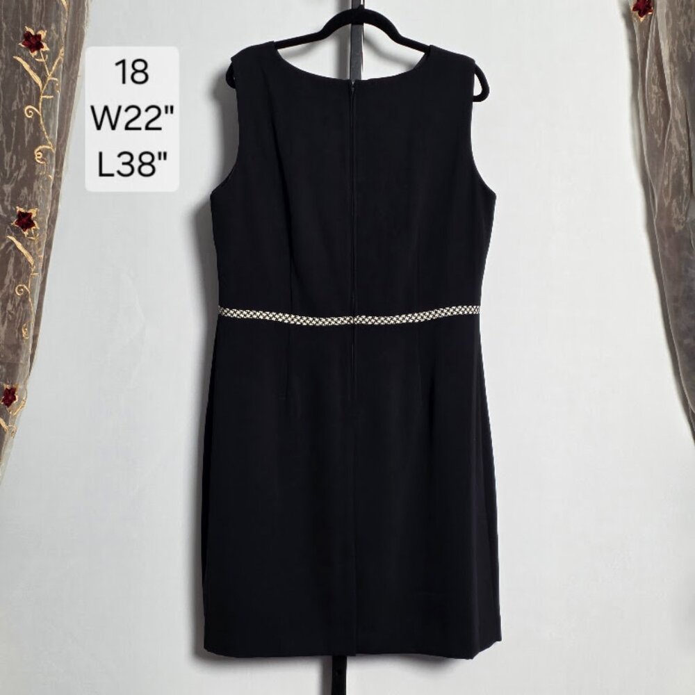 Danny & Nicole Dress Size 18 Plus Size Black Sleeveless Sheath Career Work Geome